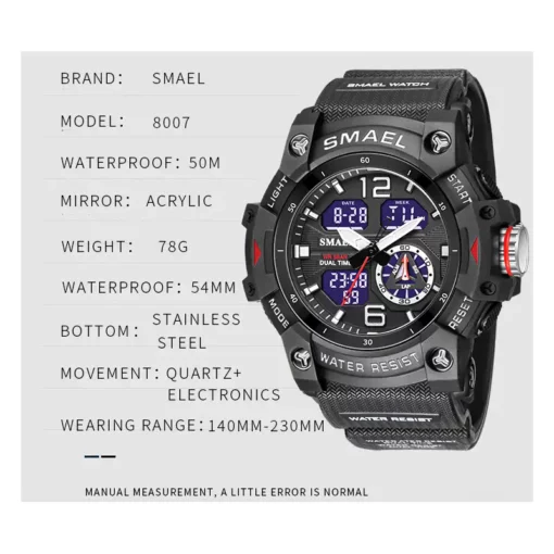 SMAEL Dual Time Digital Watch for Men